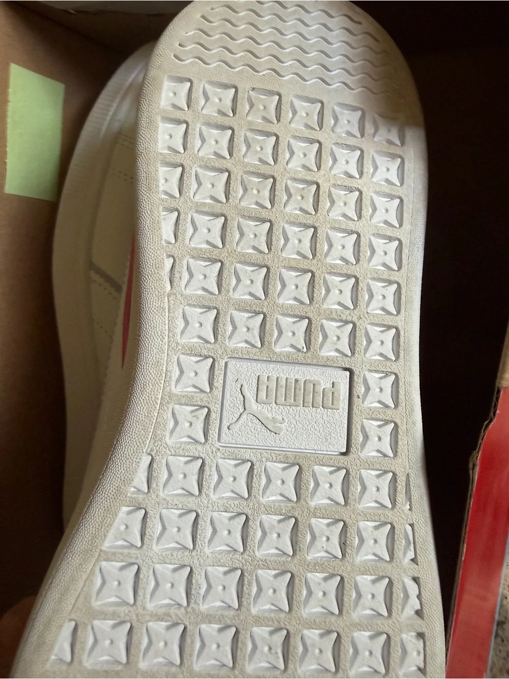 Puma White Leather Sneakers with Pink, Purple & Yellow Accents